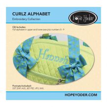 Curlz Alphabet Embroidery Design + SVG Collection CD-ROM by Hope Yoder